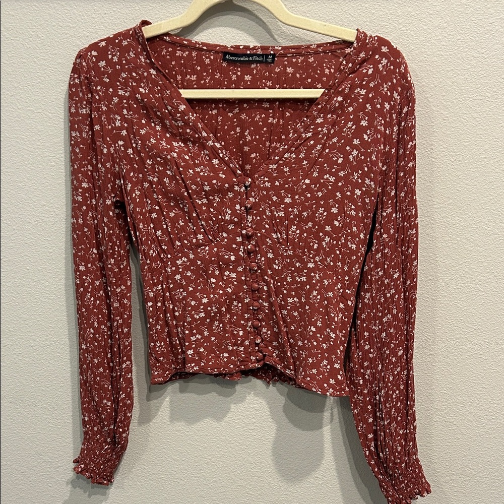 American Eagle Outfitters Red Floral Blouse